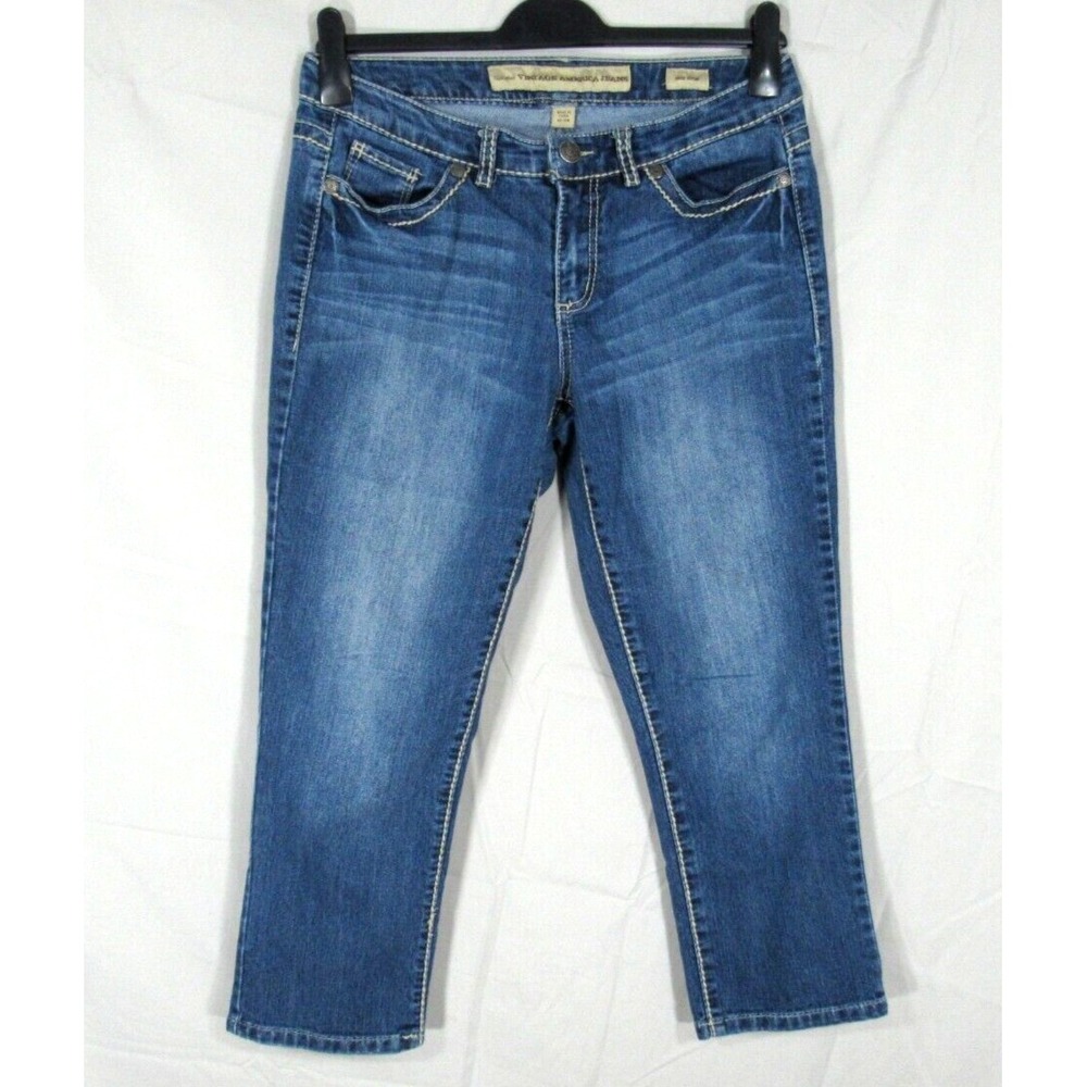 VINTAGE AMERICA Nine West ALAMEDA Mid-Rise DENIM Thick Stitch CROPPED JEANS 10